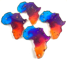 Load image into Gallery viewer, Translucent Rainbow &amp; Gold African Shaped Coasters
