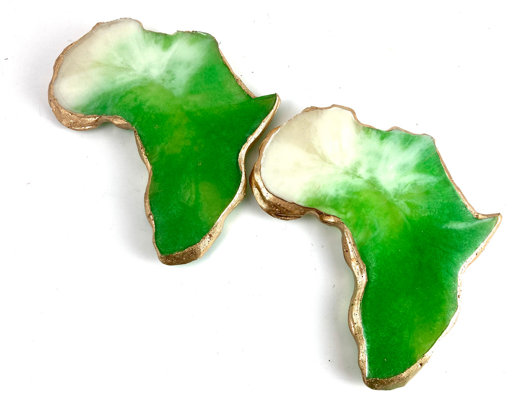 Mini African Shaped Coasters in Lime and White