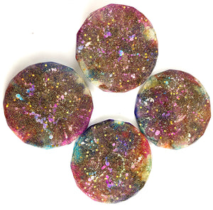 Rhombus Shaped Coasters in Kaleidascope Glitter