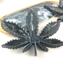 Load image into Gallery viewer, YN 3 Piece Set Rolling Tray and Leaf Coasters in Black and White
