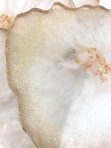 Geode Shape Ivory Colored Coasters with Gold Accents