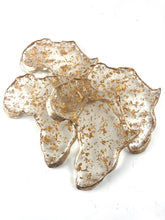 Load image into Gallery viewer, Mini African Shaped Coasters in Clear with Gold Accents and Gold Trim
