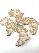 Load image into Gallery viewer, Mini African Shaped Coasters in Clear with Gold Accents and Gold Trim
