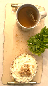 Platter in White with Gold Accents with two coasters