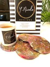 Load image into Gallery viewer, Rhombus Shaped Coasters in Kaleidascope Glitter
