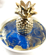 Load image into Gallery viewer, Pineapple Trinket Dish in Blues and Gold
