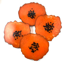 Load image into Gallery viewer, Geode Shaped Coasters in Orange with Black Accents
