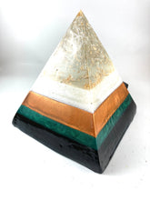 Load image into Gallery viewer, Pyramid Lamp in Black, Green, White, and Gold
