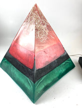 Load image into Gallery viewer, Pyramid Lamp Red, Black, and Green
