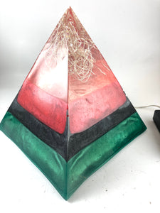 Pyramid Lamp Red, Black, and Green