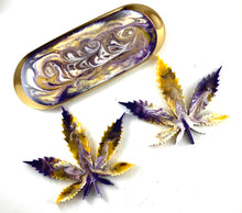 Load image into Gallery viewer, Y.N. 3 Piece Rolling Tray and Two Coasters in Purple, Yellow, and White.
