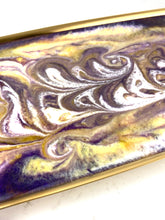 Load image into Gallery viewer, Y.N. 3 Piece Rolling Tray and Two Coasters in Purple, Yellow, and White.
