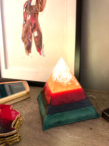 Pyramid Lamp Red, Black, and Green