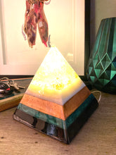 Load image into Gallery viewer, Pyramid Lamp in Black, Green, White, and Gold
