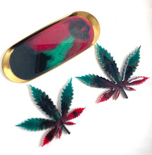 Load image into Gallery viewer, Y.N. 3 Piece Rolling Tray Set with Two Coasters in Red, Black, and Green
