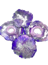 Load image into Gallery viewer, Geode Coasters in Purple, Grey, and Silver
