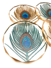 Load image into Gallery viewer, Rhombus Edge Peacock Coasters with Gold Trim
