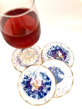 Load image into Gallery viewer, Rhombus Shaped Coasters  Multi Colored with Gold Trim and Accents
