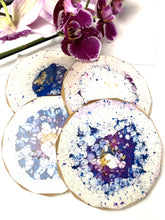 Load image into Gallery viewer, Rhombus Shaped Coasters  Multi Colored with Gold Trim and Accents
