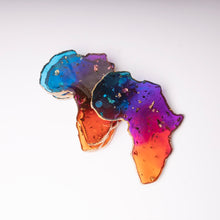 Load image into Gallery viewer, Translucent Rainbow &amp; Gold African Shaped Coasters
